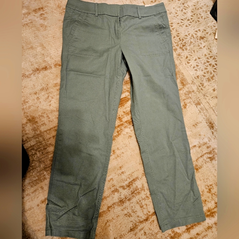Nwt LOFT modern chino crop Green Pants womens 10